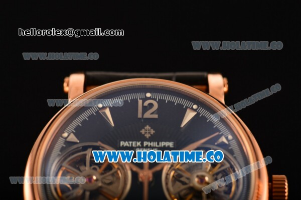 Patek Philippe Calatrava Asia Automatic Rose Gold Case with Black Dial and Stick/Arabic Numeral Markers - Click Image to Close